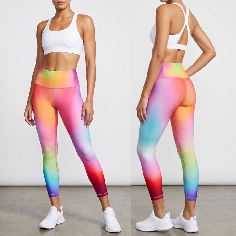 NEW ATHLETA LOVE PROUDLY 7/8 TIGHT Rainbow Colorful XS